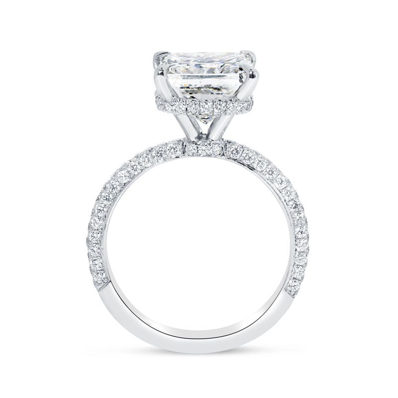 Big Princess Shape Under Halo Lab Grown Diamond Engagement Ring view 5