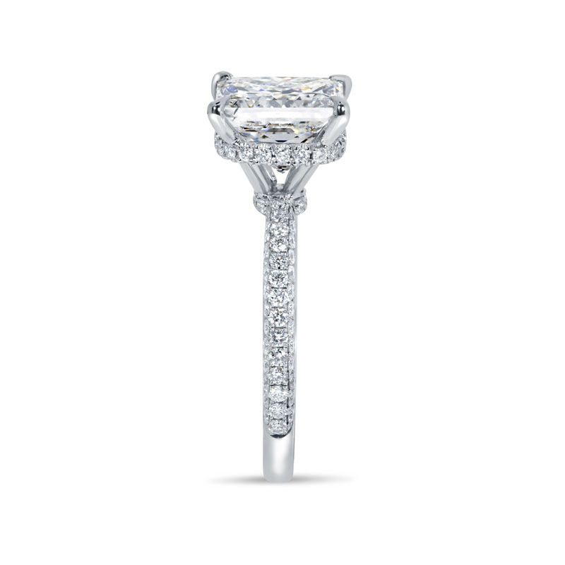 Big Princess Shape Under Halo Diamond Engagement Ring view 3