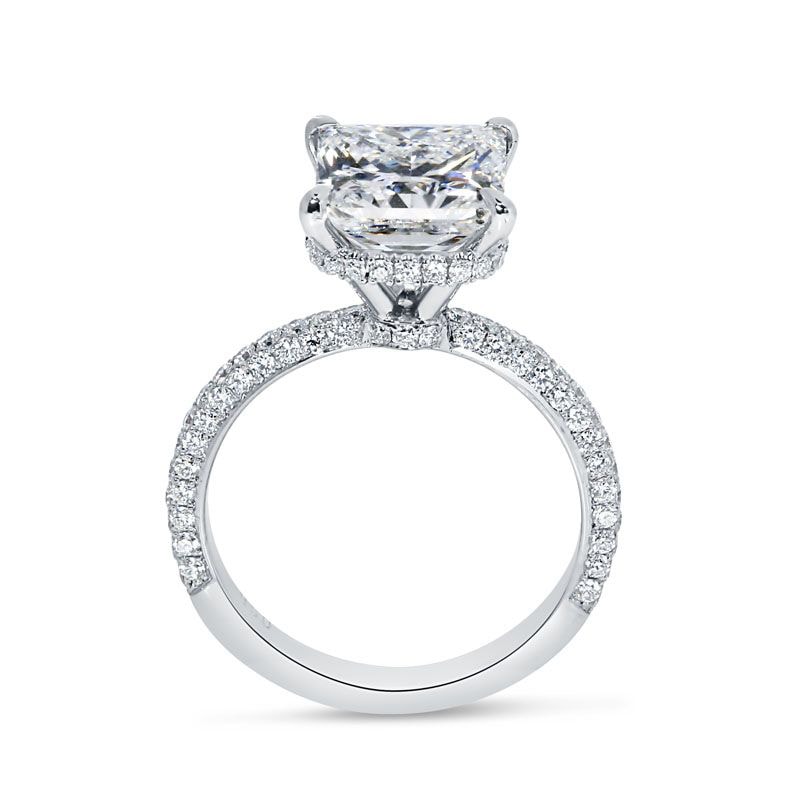 Big Princess Shape Under Halo Lab Grown Diamond Engagement Ring view 4