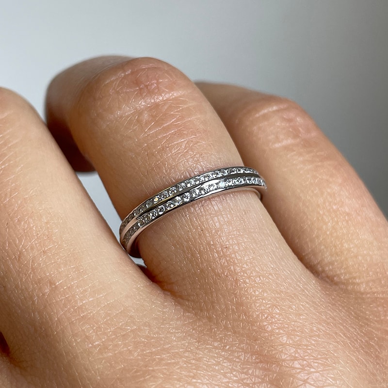 4mm Double Row Channel Setting Diamond Wedding Ring view 3