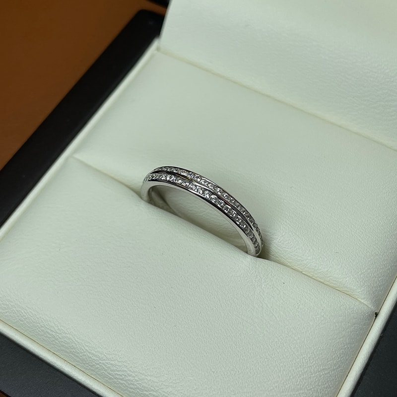 4mm Double Row Channel Setting Diamond Wedding Ring view 4
