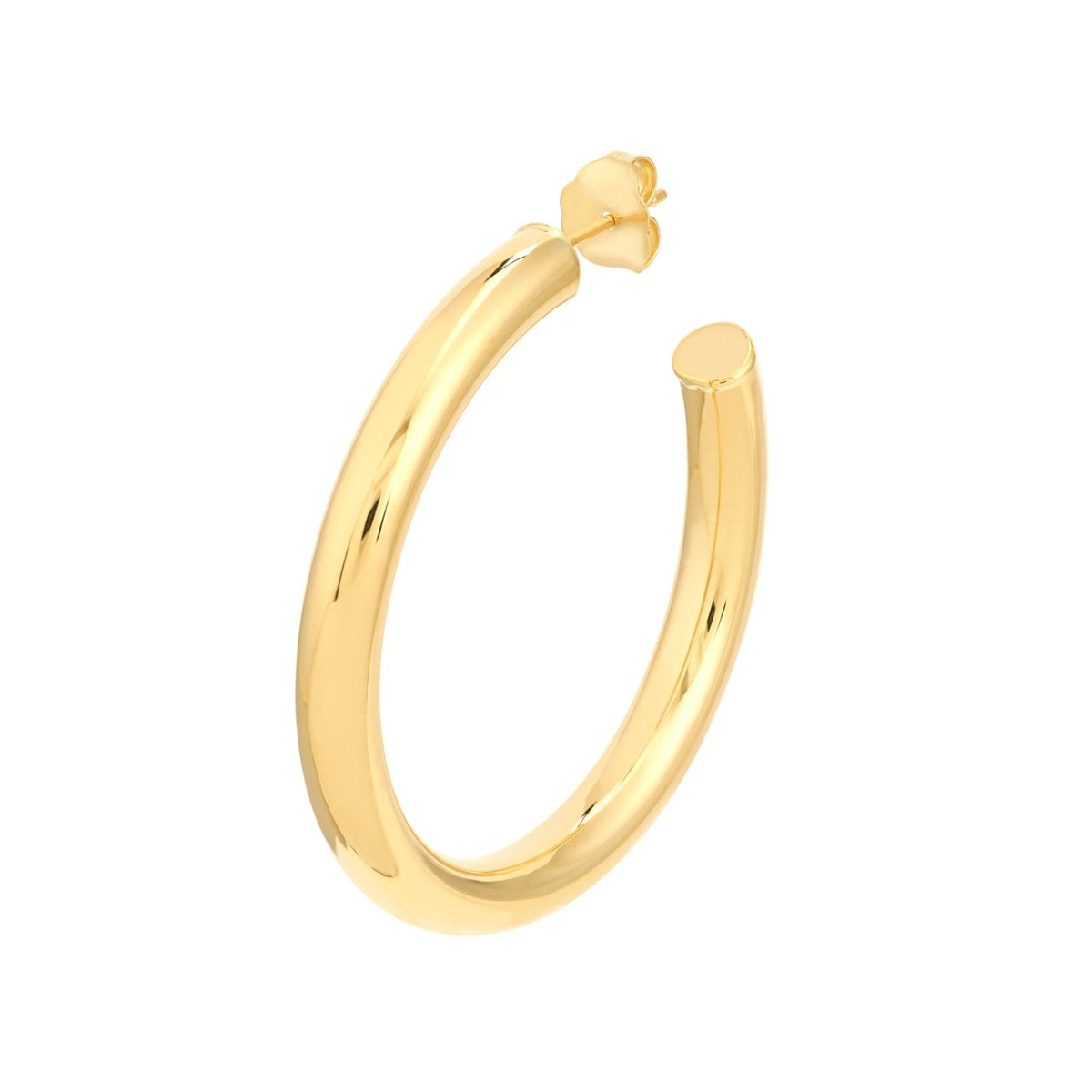 Gold Tube Hoop Earrings view 4