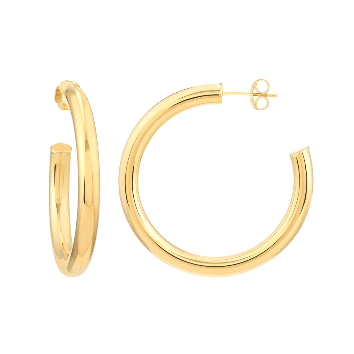 Gold Tube Hoop Earrings view 1