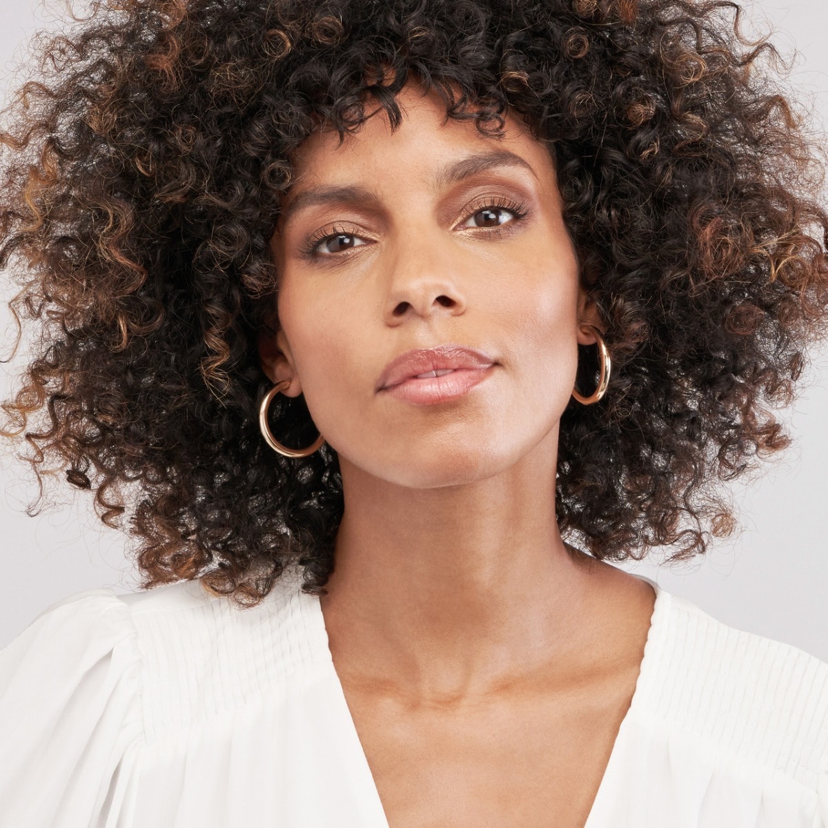 Gold Tube Hoop Earrings view 2