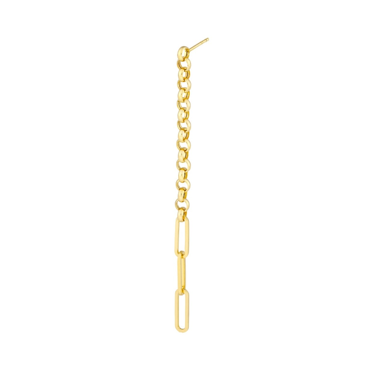 Paper Clip Long Drop Gold Earrings view 4