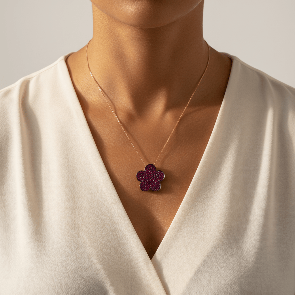 5_Leaf_Clover_Pave_Ruby_Diamond_Pendant_On_Model_2