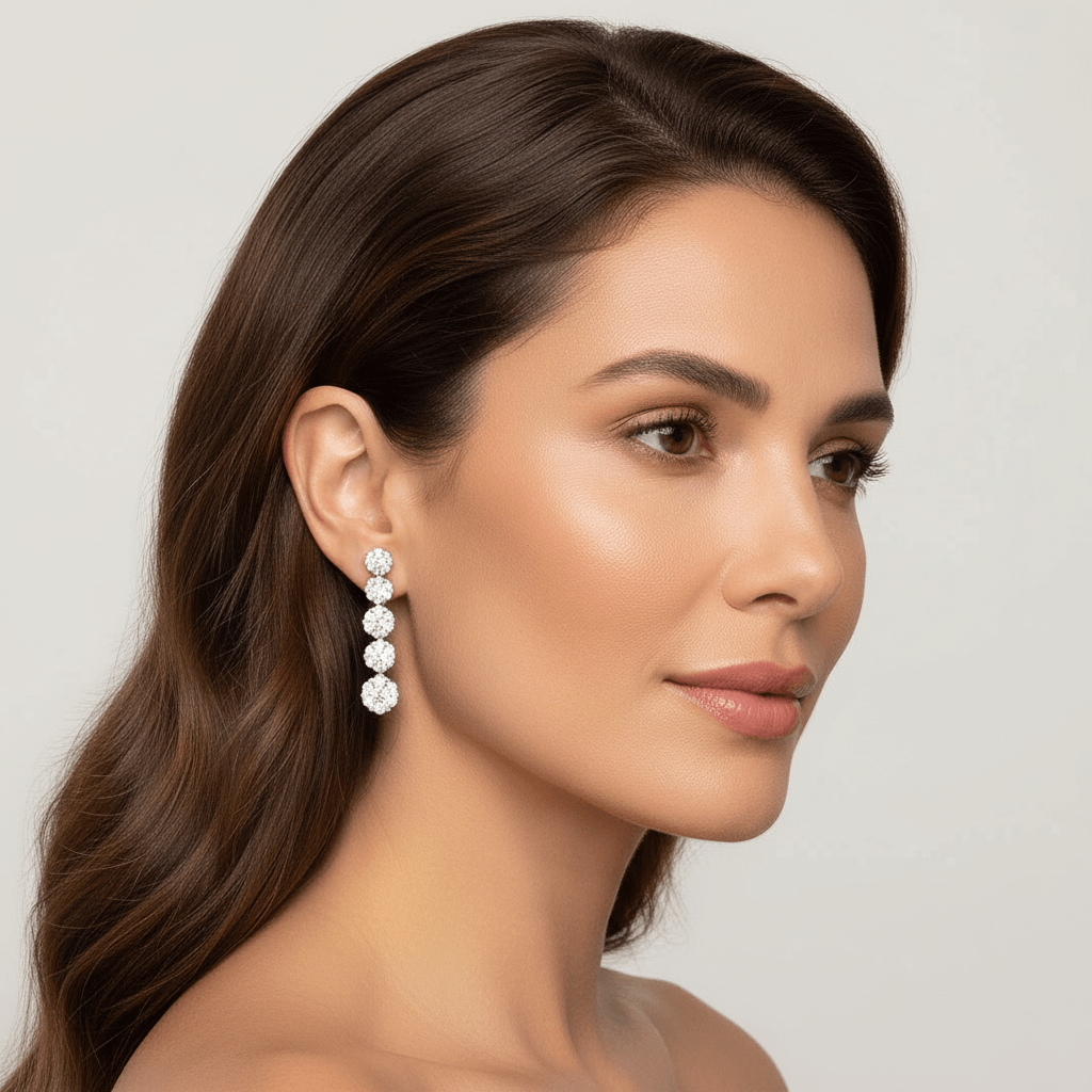 5_Round_Shape_Pave_Diamond_Drop_Earring_On_Model_2