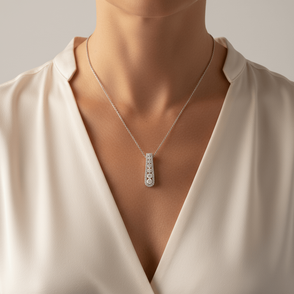 6_Stone_Drop_Halo_Diamond_Pendant_On_Model_2
