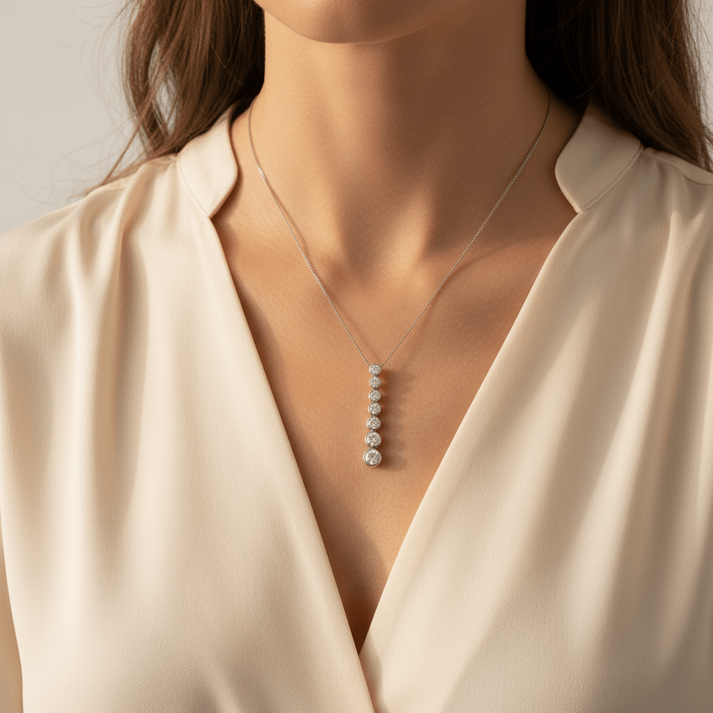 6_Stone_Rubover_Set_Diamond_Pendant_On_Model_2