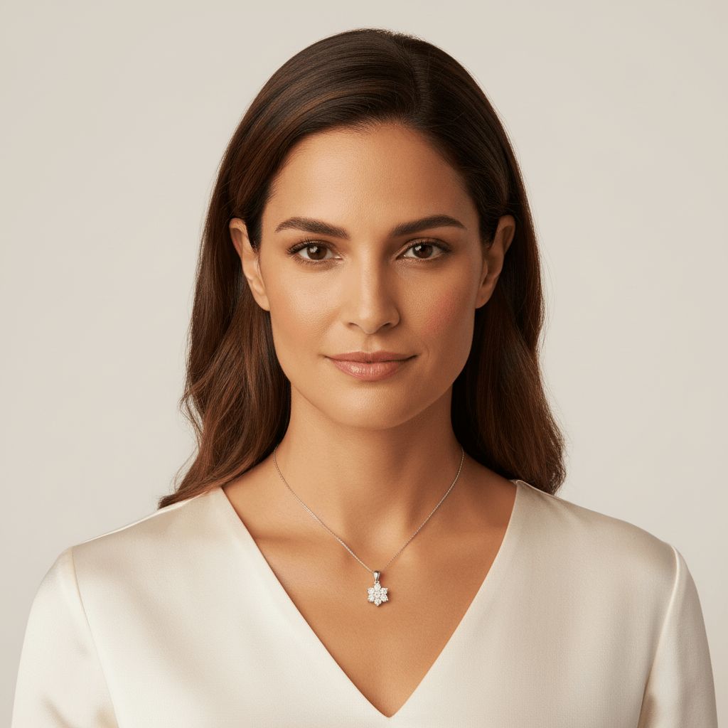 7_Stone_Cluster_Diamond_Pendant_On_Model