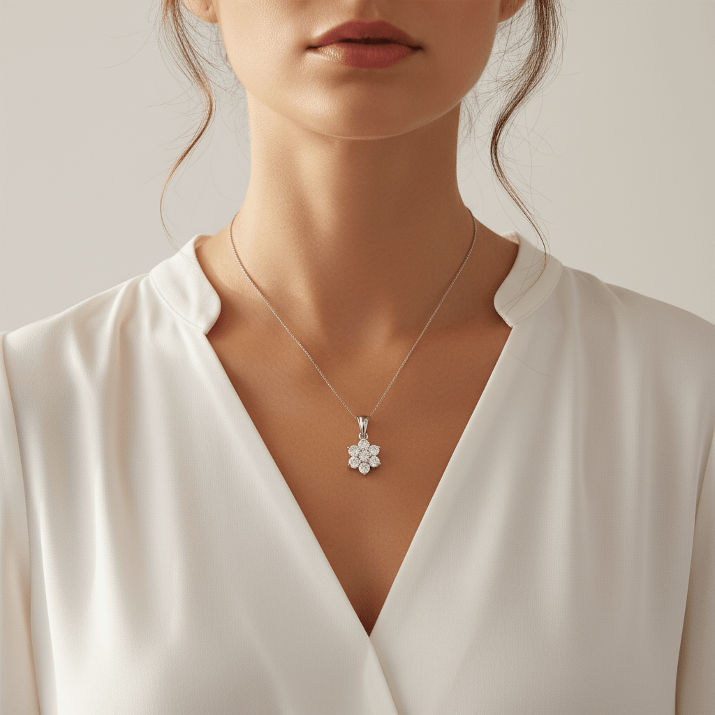 7_Stone_Cluster_Diamond_Pendant_On_Model_2