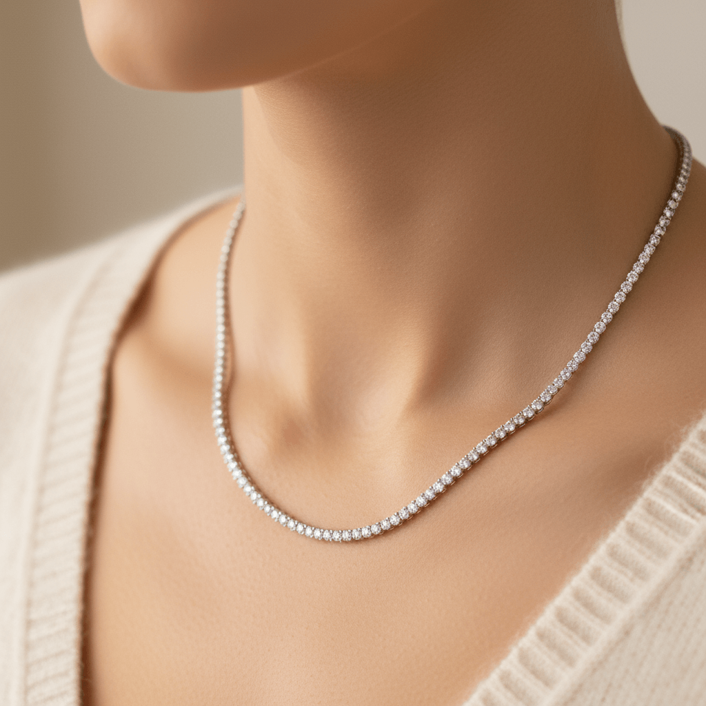 7ct_Lab_Grown_Graduated_Diamond_Tennis_Necklace_On_Hand