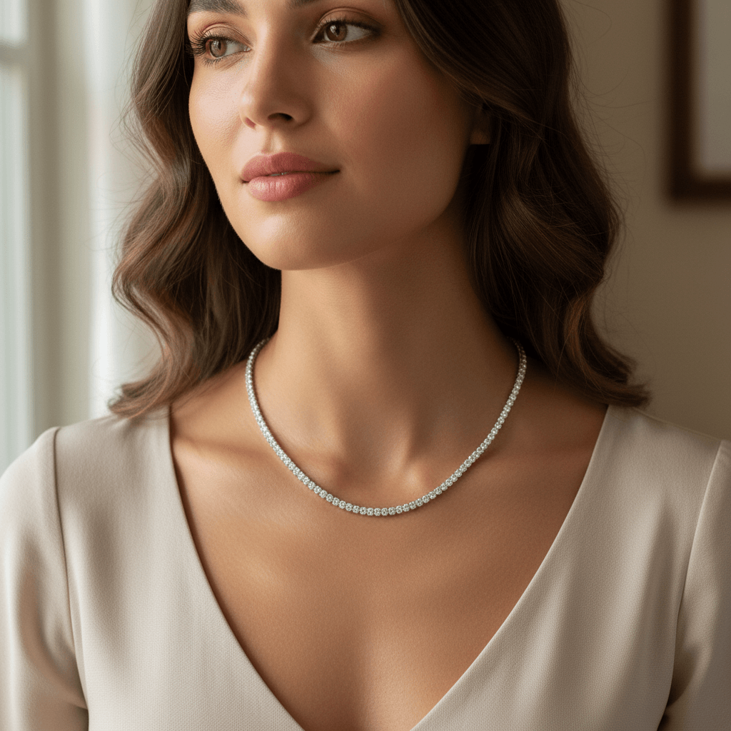 7ct_Lab_Grown_Graduated_Diamond_Tennis_Necklace_On_Model