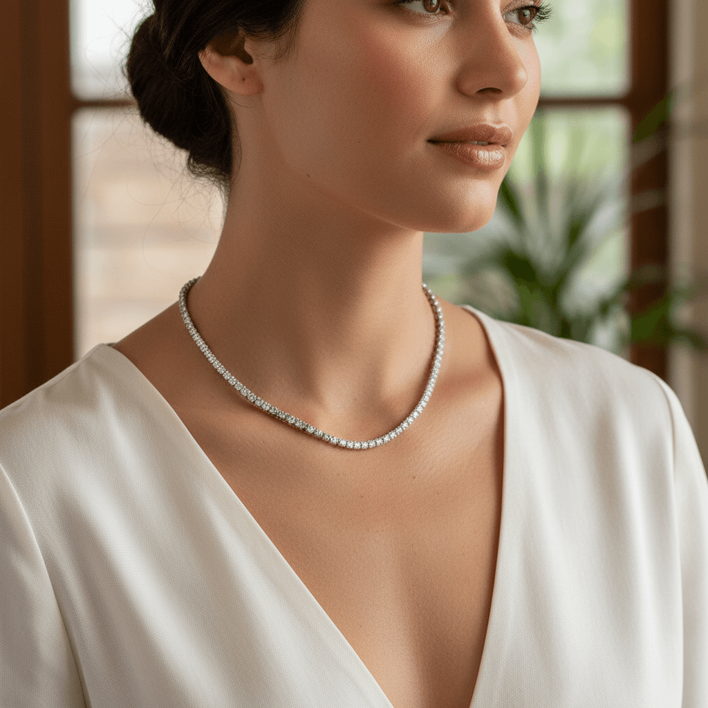 95ct_Lab_Grown_Diamond_Tennis_Necklace_On_Model