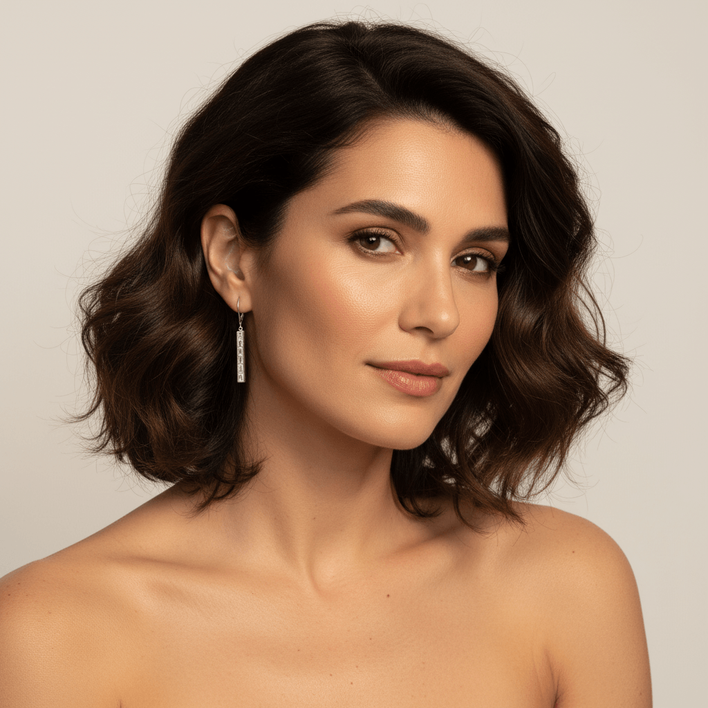 Baguette Cut Diamond Drop Earrings - alternate view