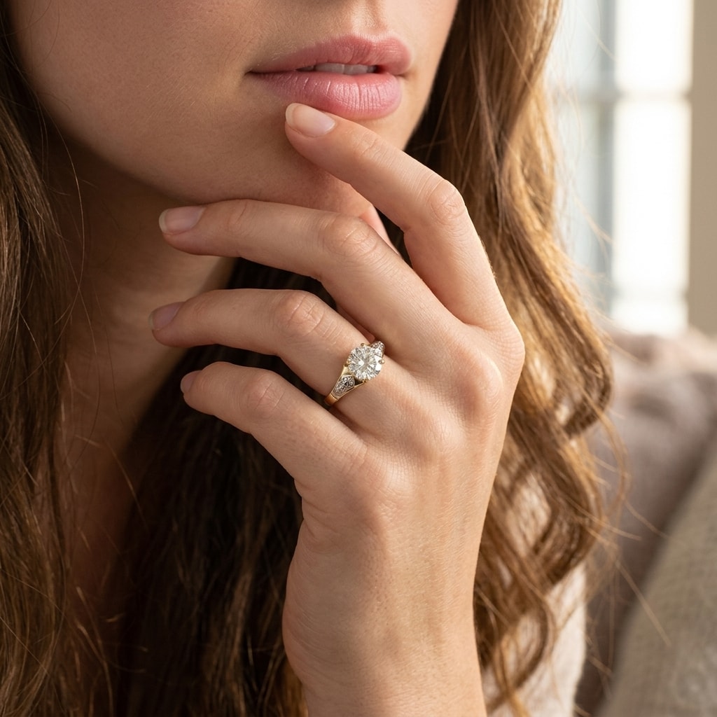 Bespoke Vintage Round Shape Diamond Engagement Ring - alternate view