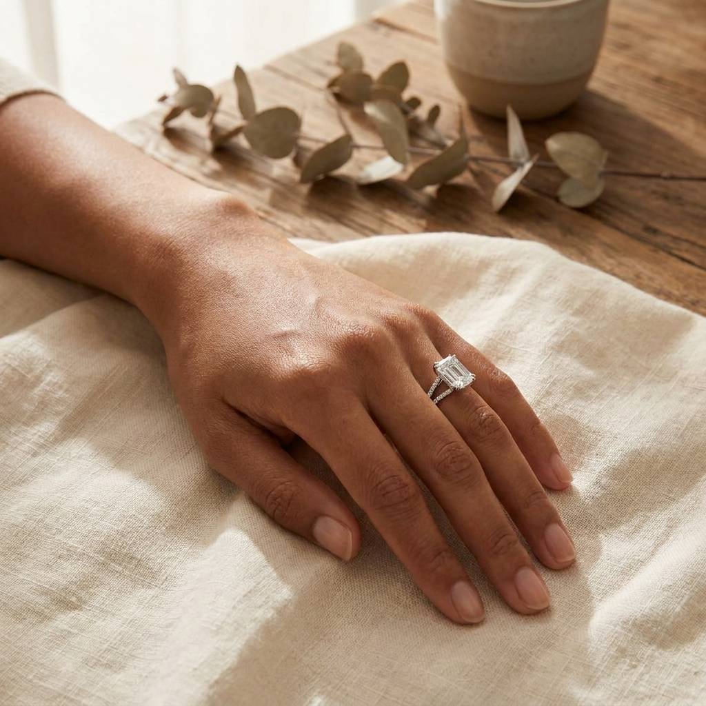 Beyonce_Emerald_Pave_Split_Shank_Lab_Grown_Diamond_Engagement_Ring_On_Hand