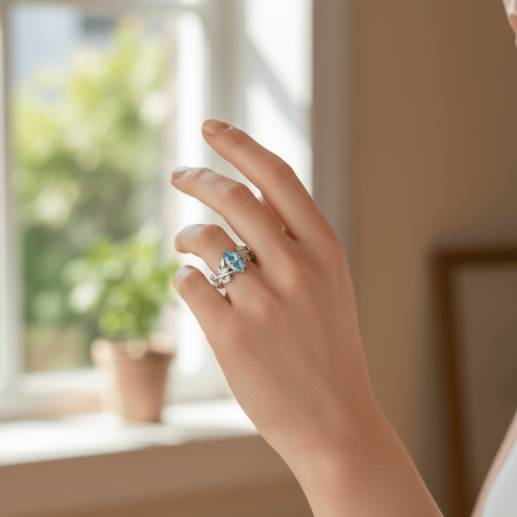 Blue_Marquise_Fancy_Diamond_Engagement_Ring_On_Hand