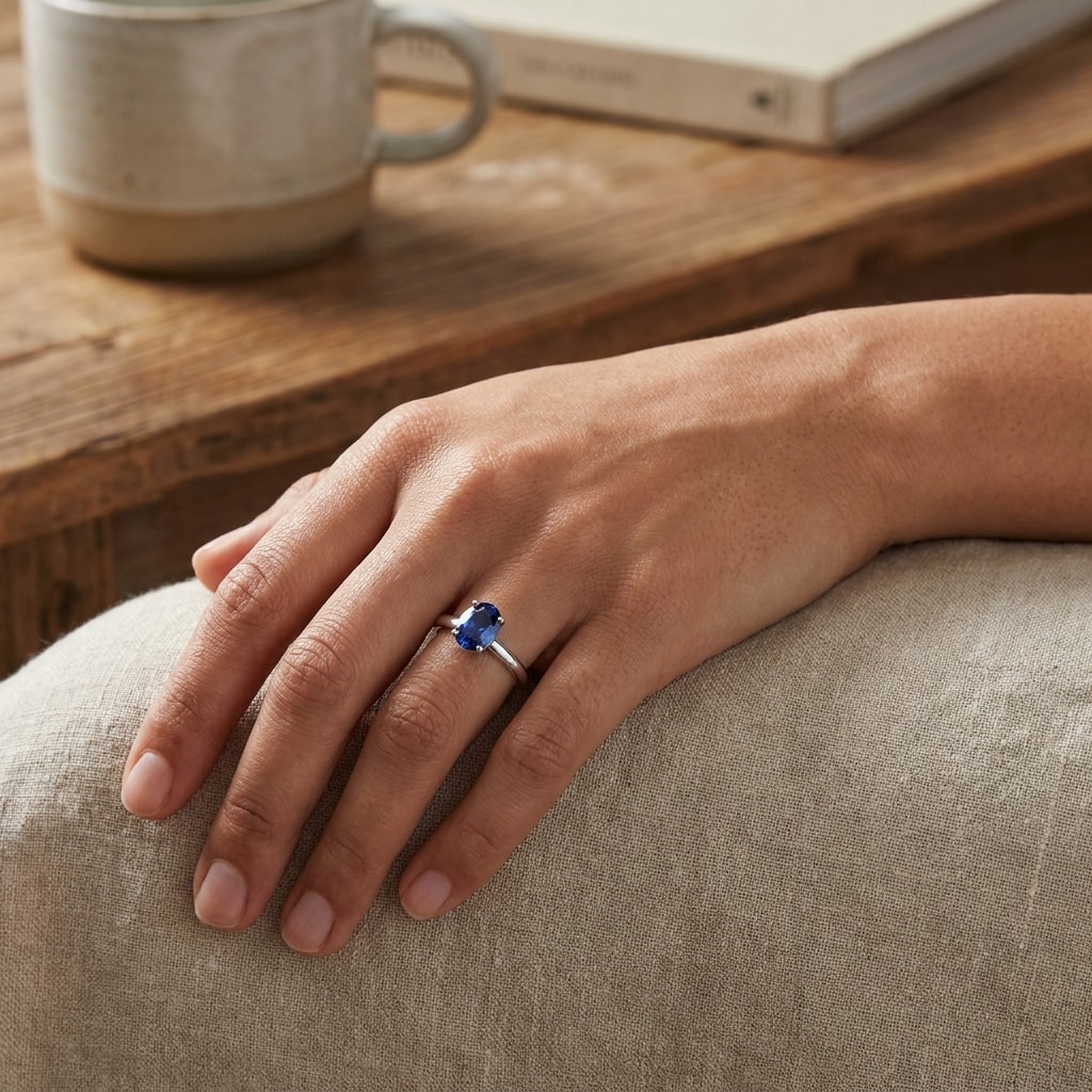 Blue_Sapphire_Oval_Shape_Solitaire_Engagement_Ring_On_Hand