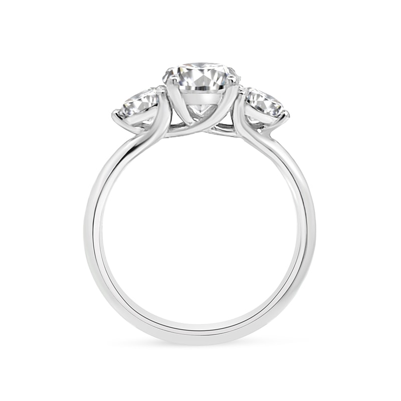 Oval Side Rounds Crossed Trilogy Diamond Engagement Ring view 5