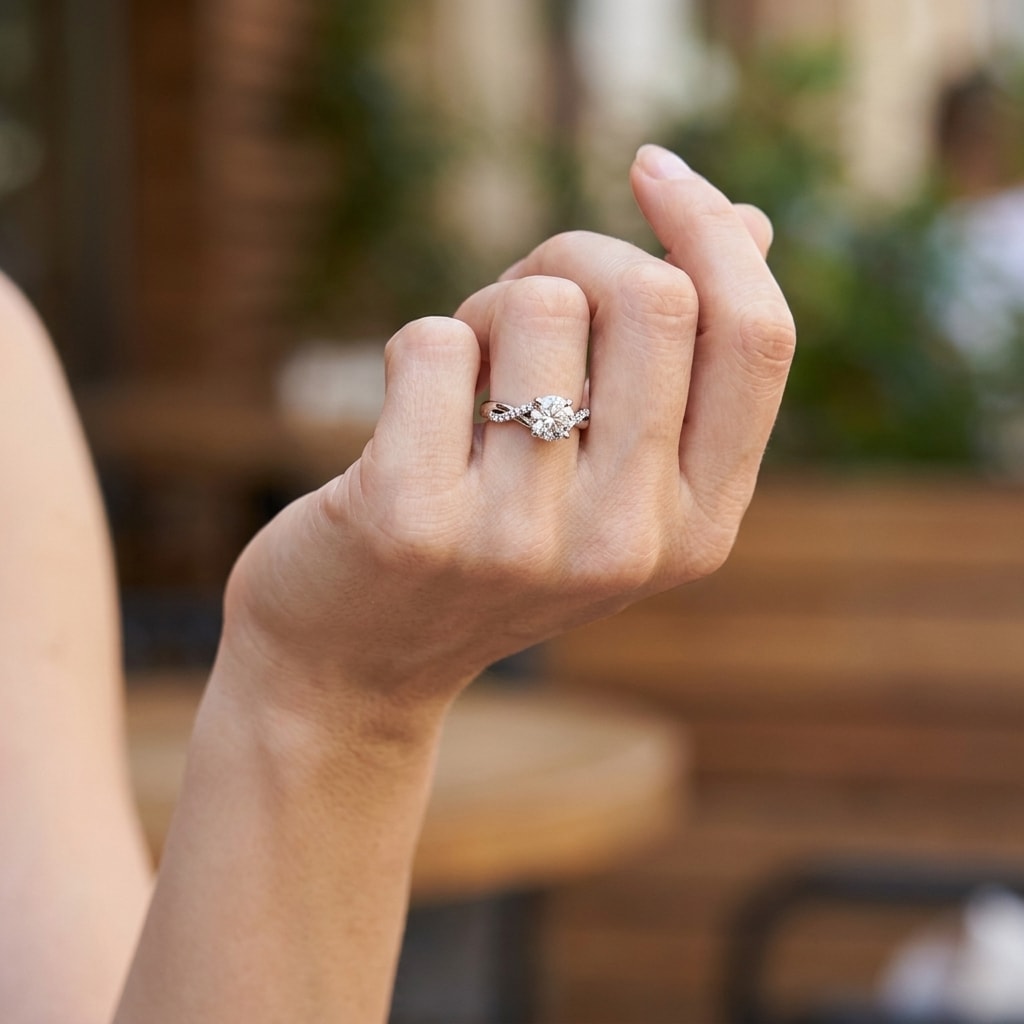 Braided_Round_Brilliant_Lab_Grown_Diamond_Engagement_Ring_On_Hand