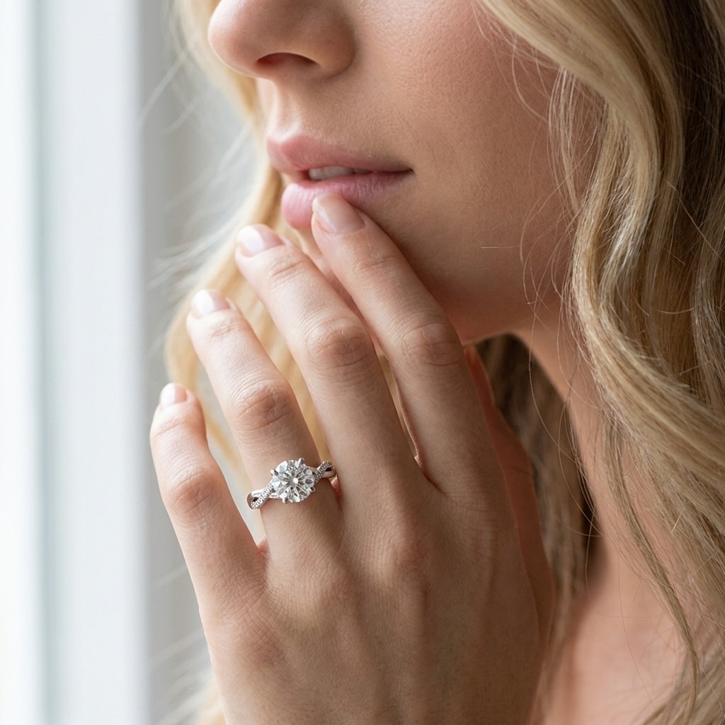Braided Round Brilliant Lab Grown Diamond Engagement Ring - alternate view