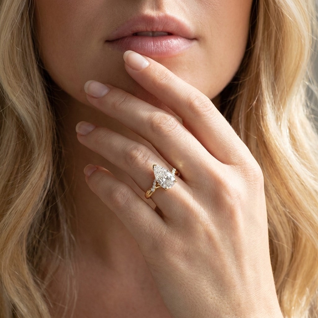 Braided Setting Pear Diamond Engagement Ring - alternate view