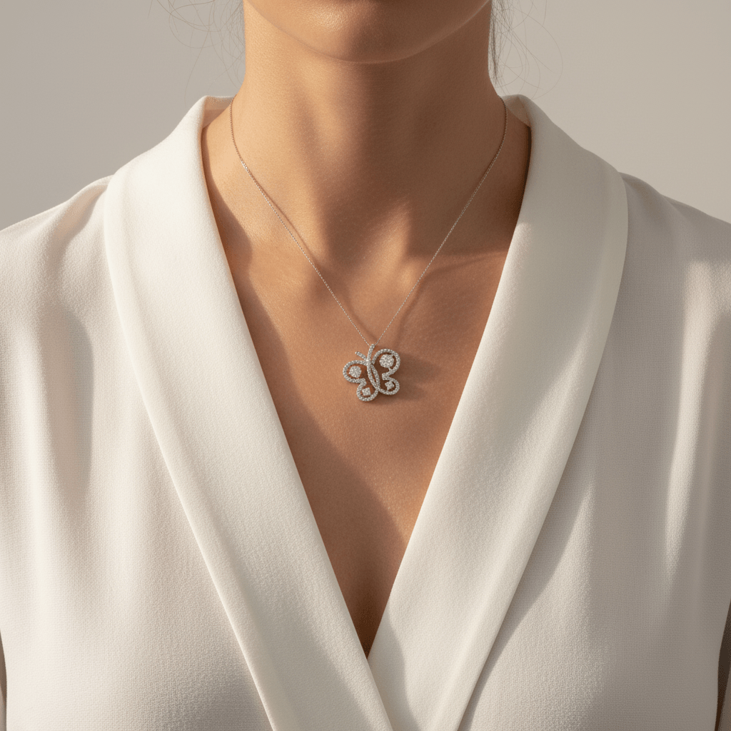 Butterfly_Shape_Open_Pave_Diamond_Pendant_On_Model_2