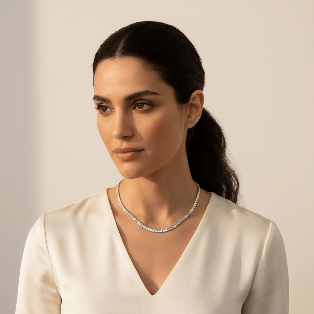 Channel Set Baguette Necklace - alternate view