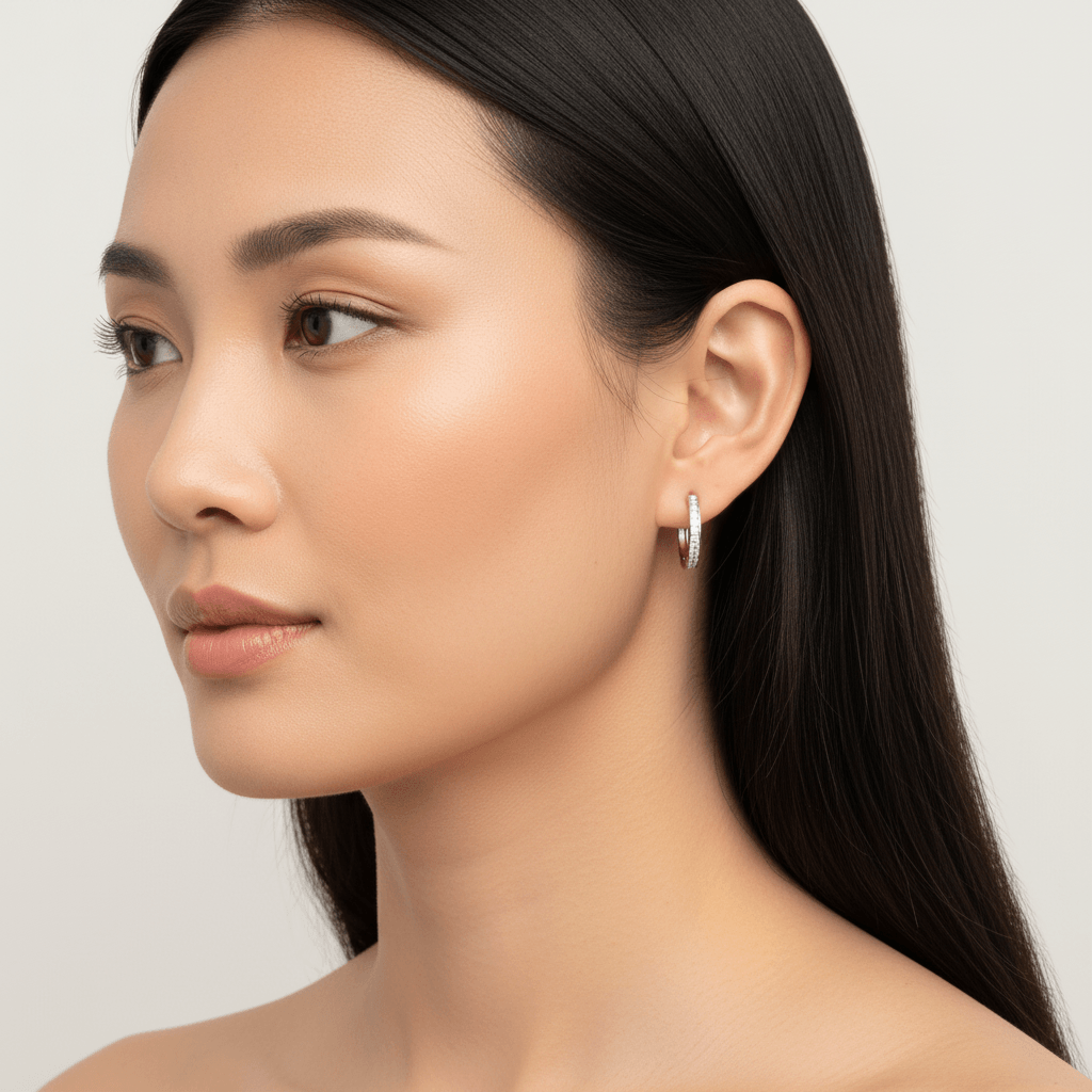 Channel_Set_Round_Cuts_Diamond_Hoops_Earrings_On_Model_2