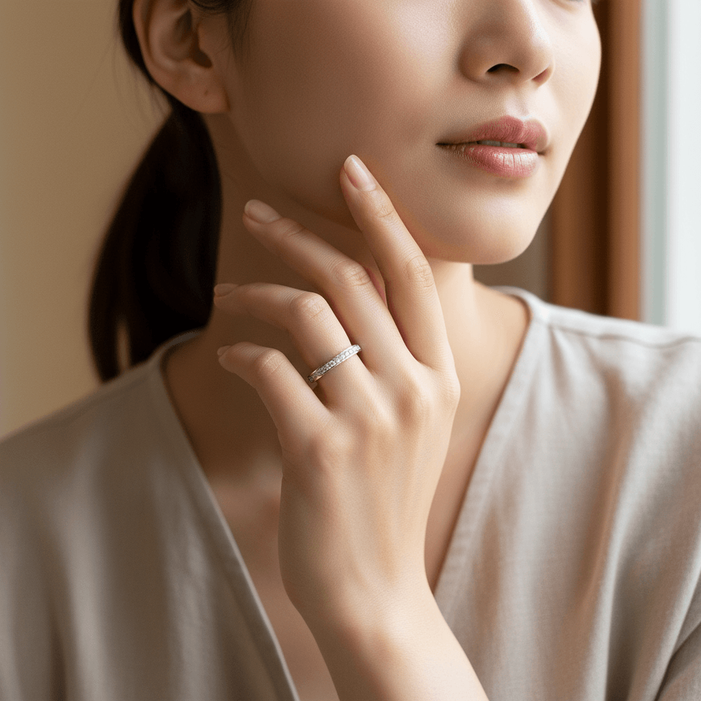 Classic_22mm_Pave_Setting_Diamond_Wedding_Ring_On_Model