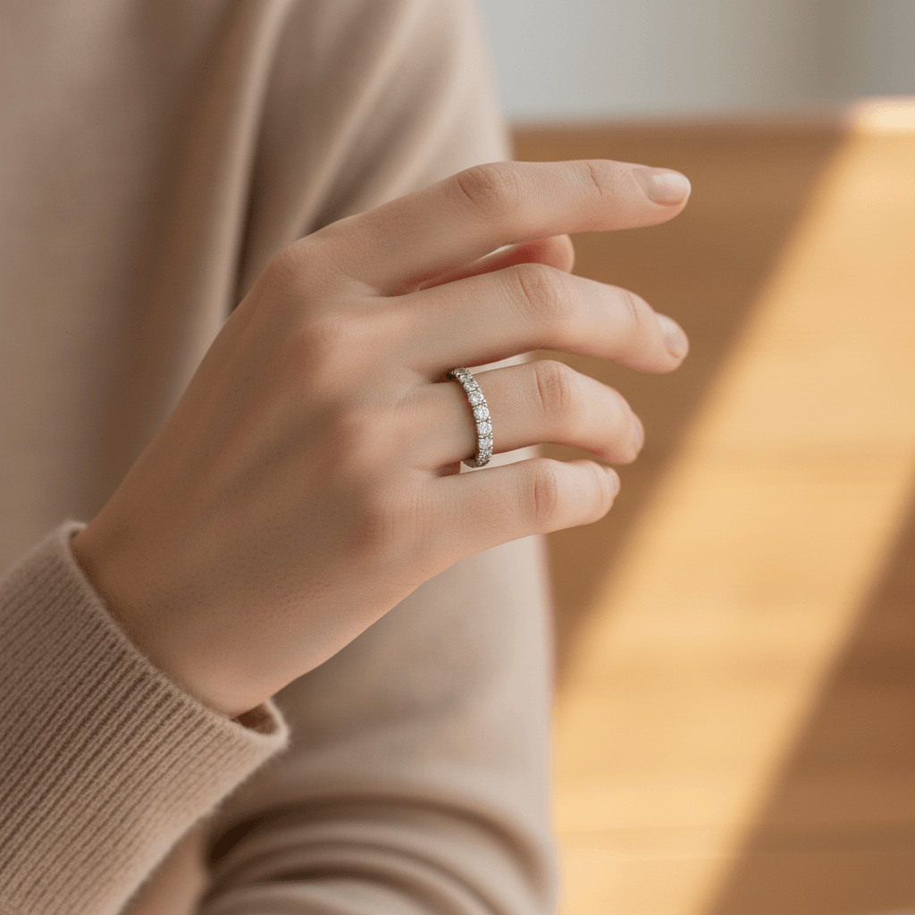 Classic_3mm_Micro_Set_Diamond_Wedding_Ring_On_Hand