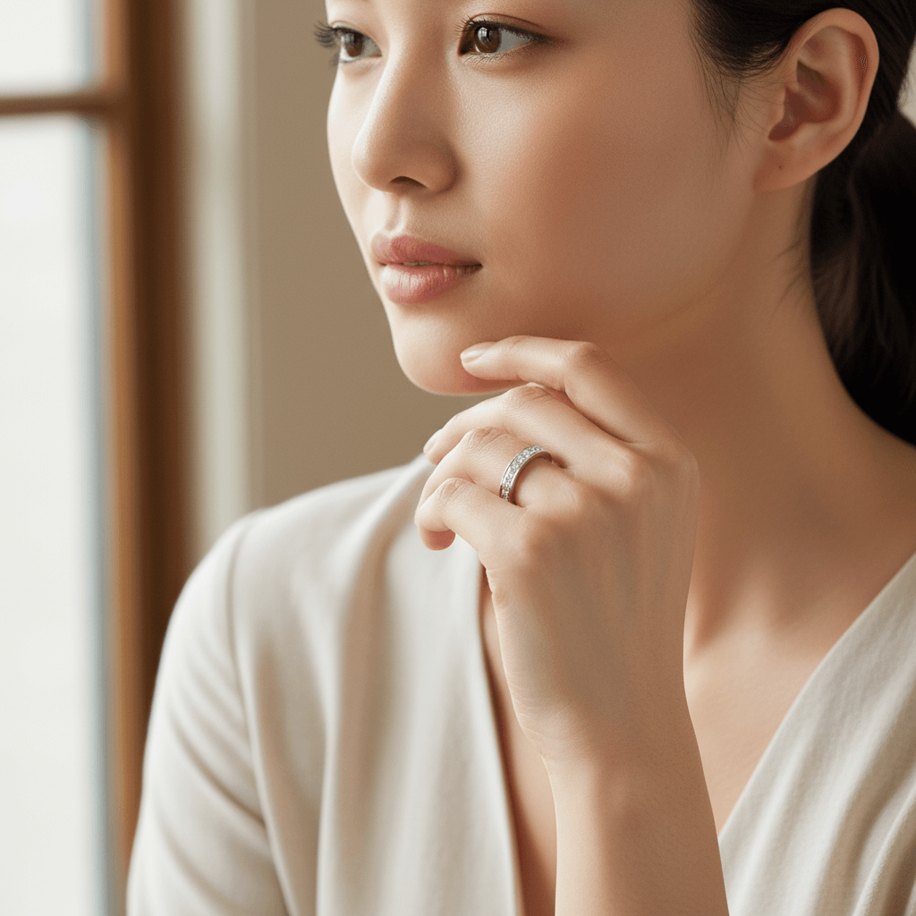 Classic_3mm_Pave_Setting_Half_Band_Diamond_Wedding_Ring_On_Model