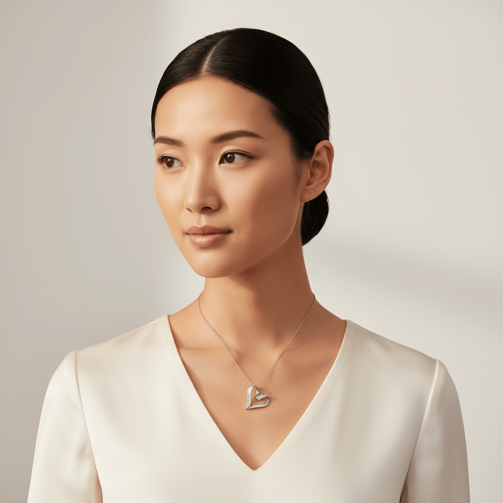 Classic Baguette Diamond Heart Pendant - alternate view
