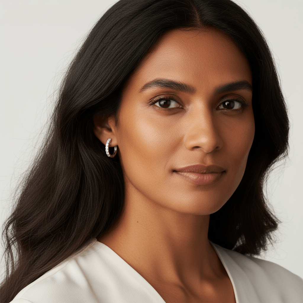 Classic Diamond Hoop Earrings - alternate view