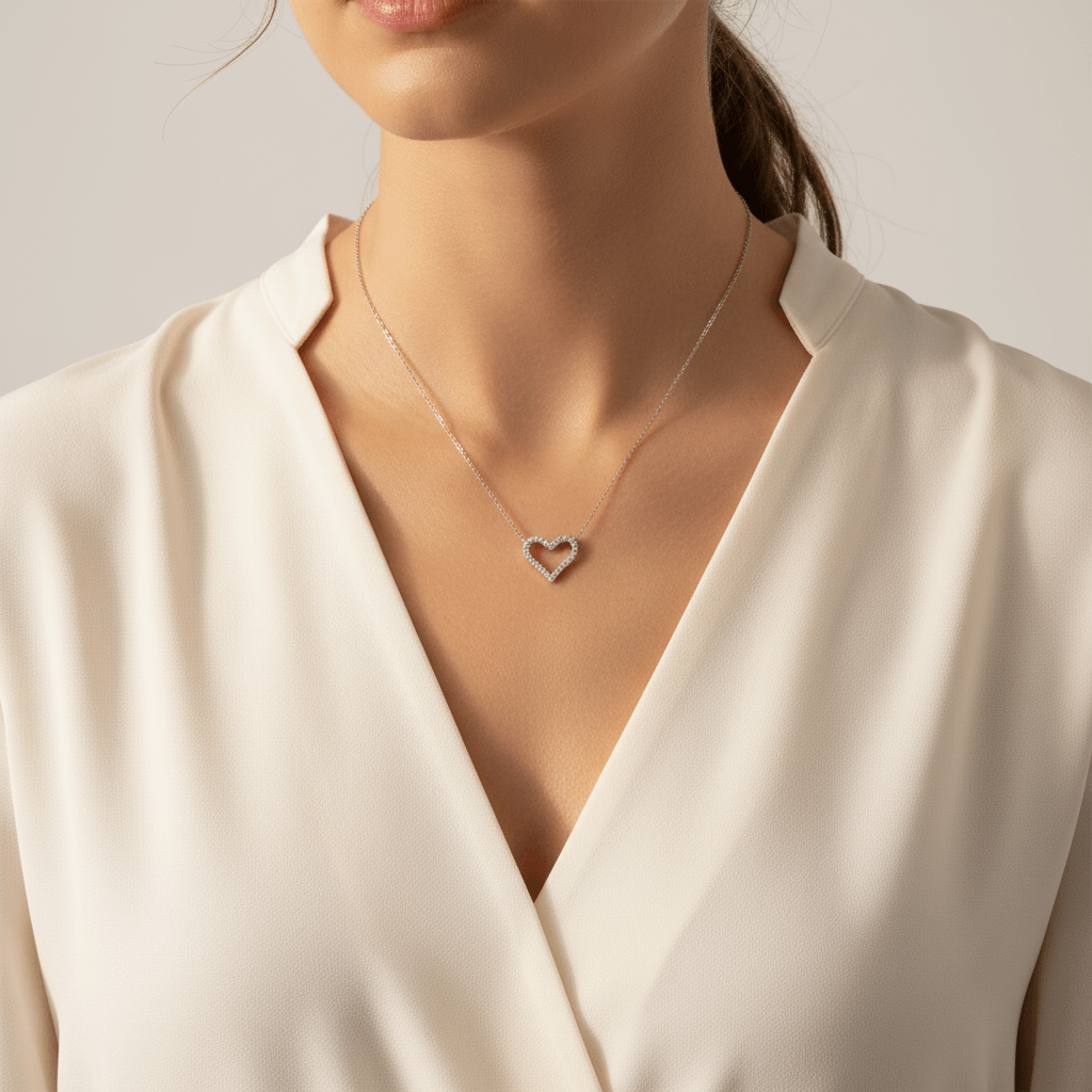 Classic_Round_Diamond_Heart_Pendant_On_Model_2