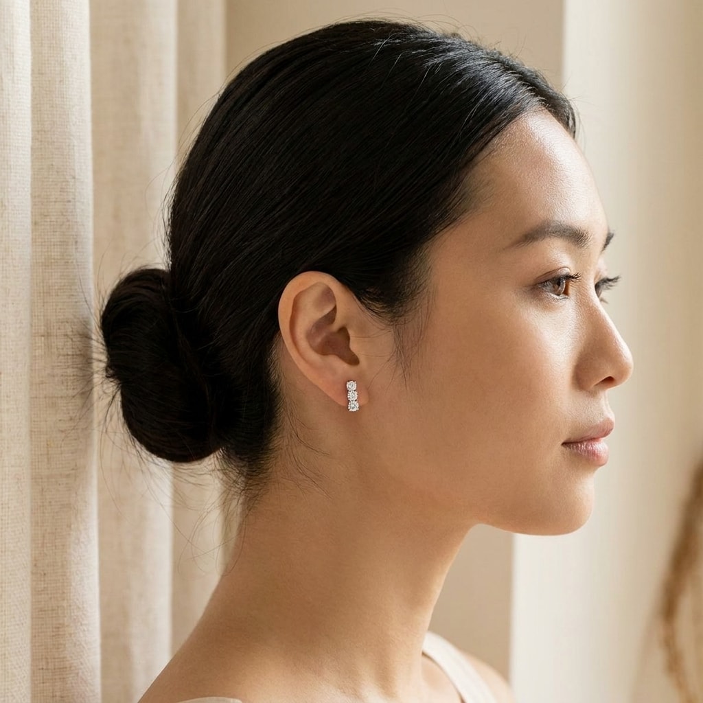 Claw_Set_Diamond_Earring_Studs_On_Model_2