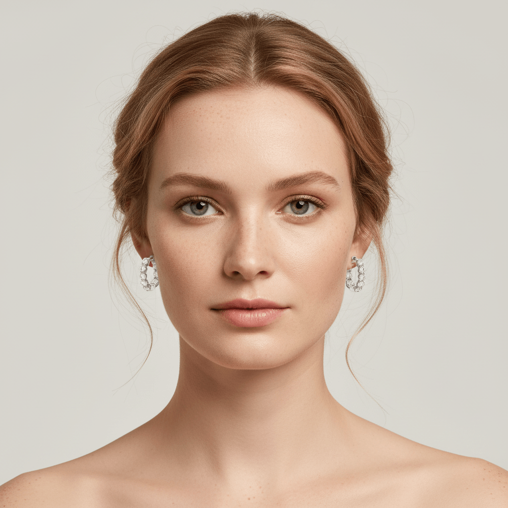 Claw_Set_Diamond_Hoop_Earrings_On_Model