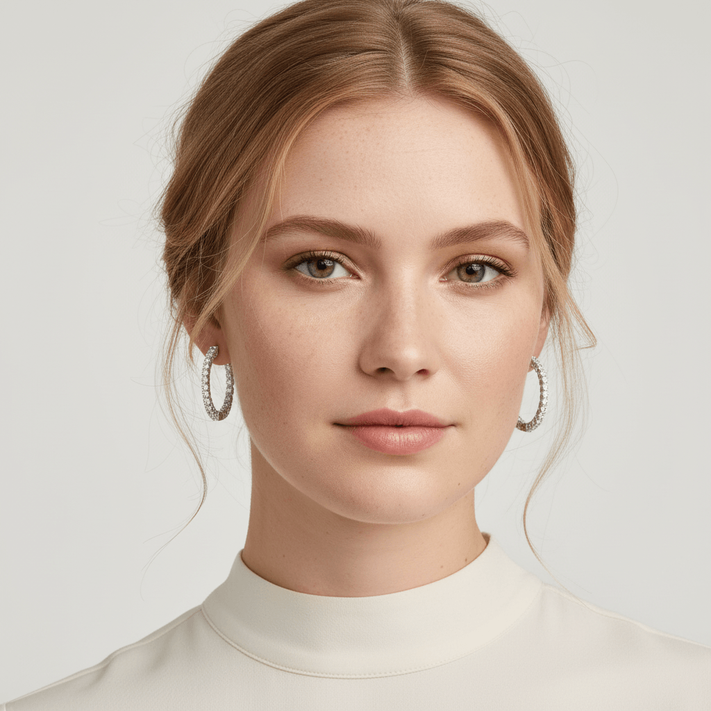 Claw Set Diamond Hoops Earrings - alternate view