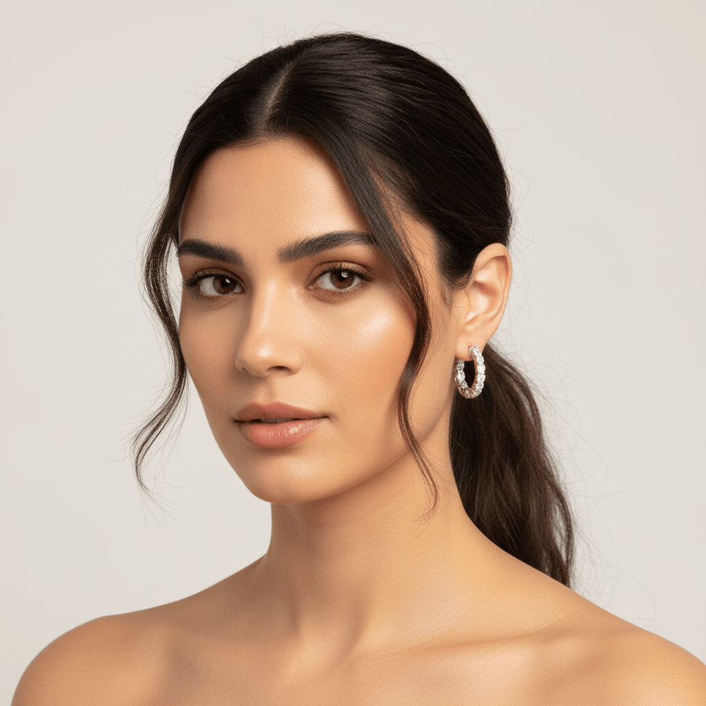 Claw Set Hoops Diamond Earrings - alternate view