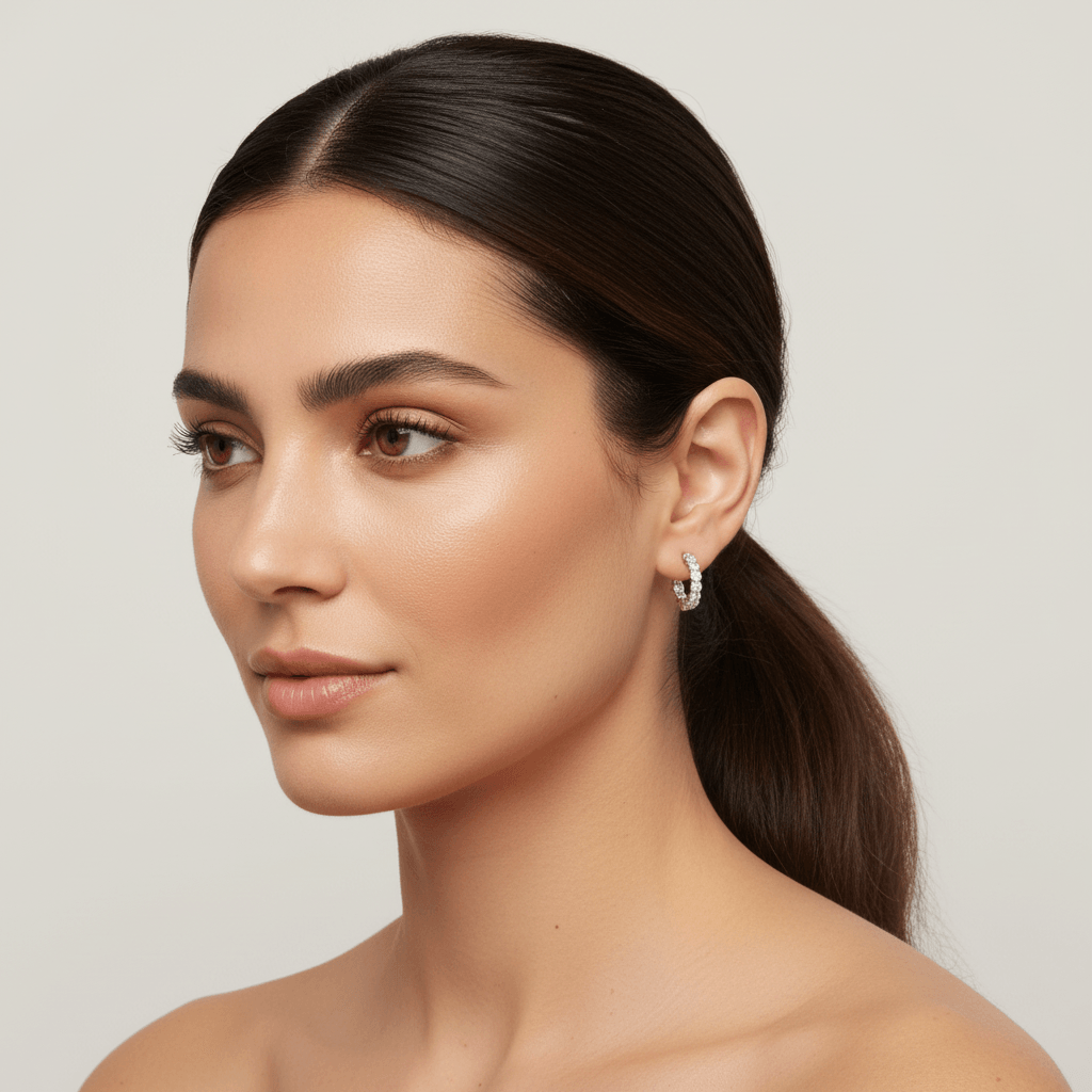 Claw_Set_Hoops_Diamond_Earrings_On_Model_2