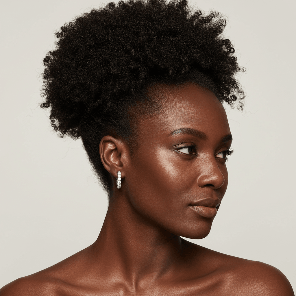 Claw_Set_Round_Shape_Hoops_Diamond_Earrings_On_Model_2