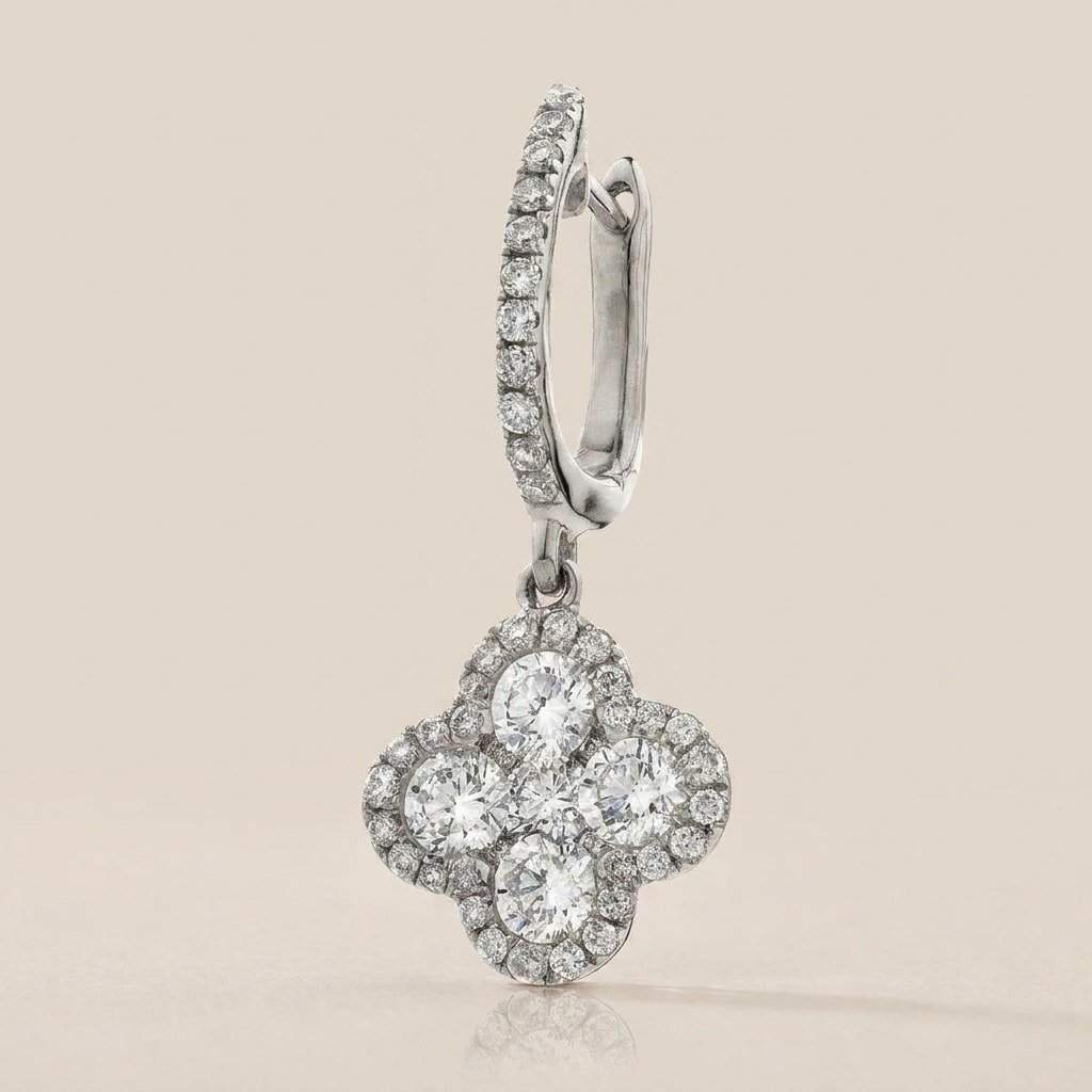 Clover_Halo_Pave_Set_Drop_Hoops_Diamond_Earrings_Zoom