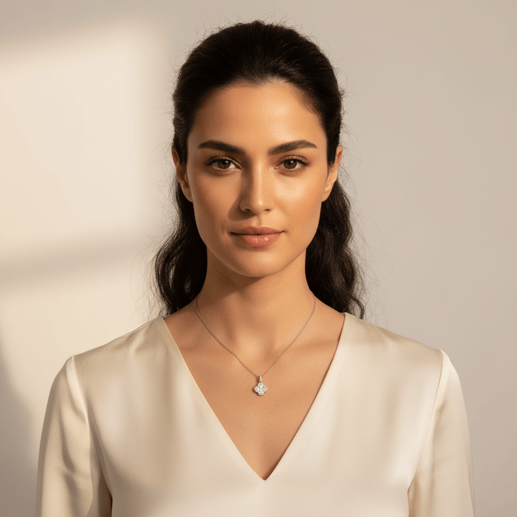 Clover Pave Diamond Necklace - alternate view