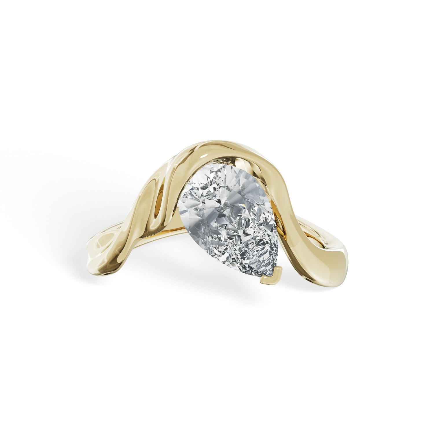 Contemporary_Waved_Pear_Uneven_Diamond_Engagement_Ring_front_view_yellow_gold.jpg