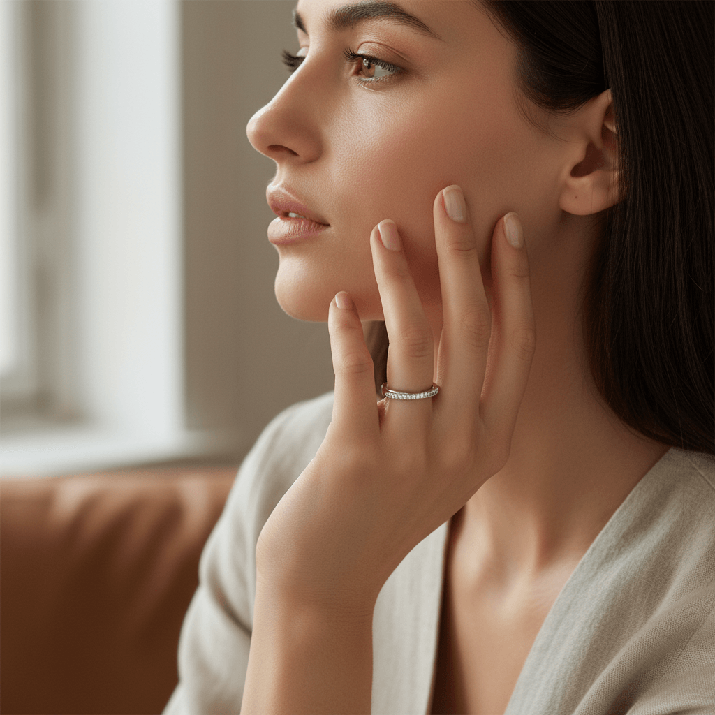 Cross_Over_Diamond_Wedding_Ring_On_Model