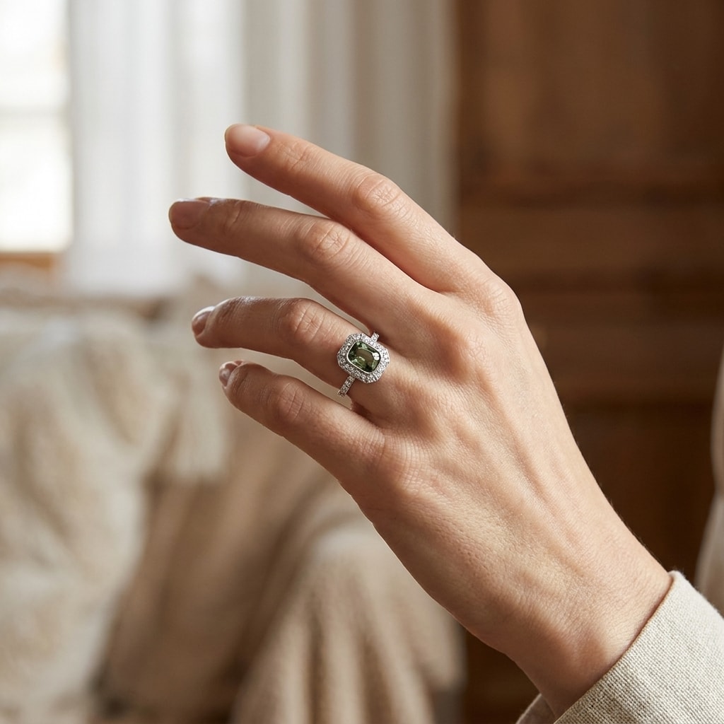 Cushion_Cut_Sapphire_Art_Deco_Style_Engagement_Ring_On_Hand