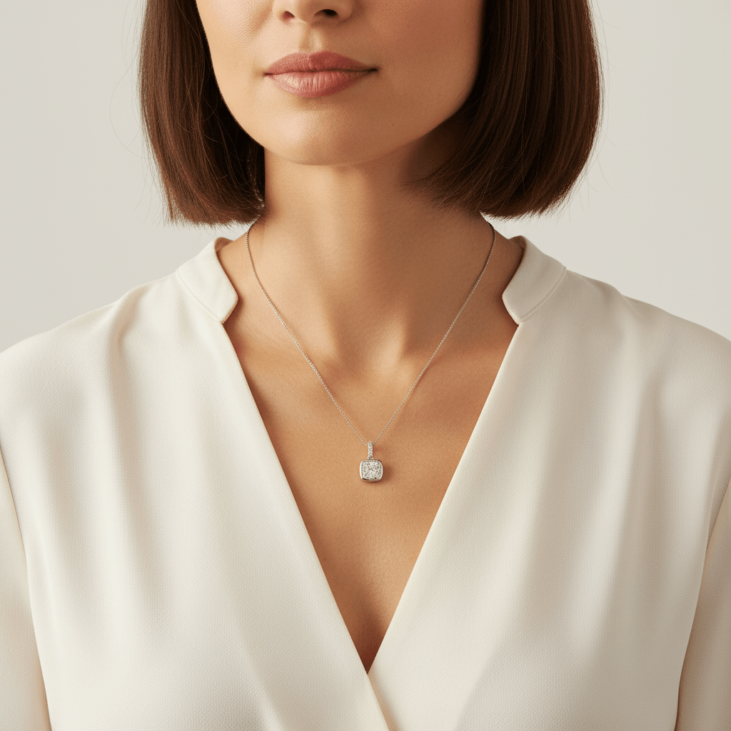 Cushion_Shape_Pave_Diamond_Necklace_On_Model_2