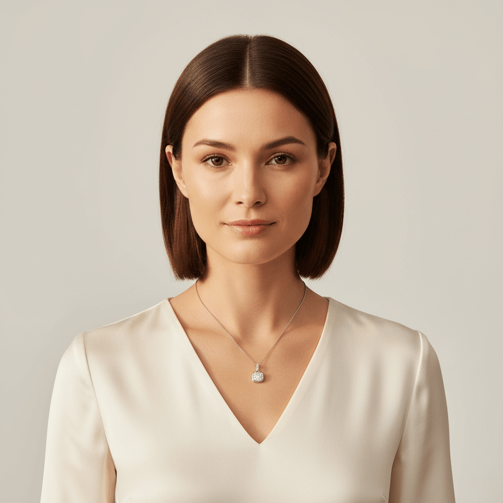 Cushion_Shape_Pave_Diamond_Necklace_On_Model