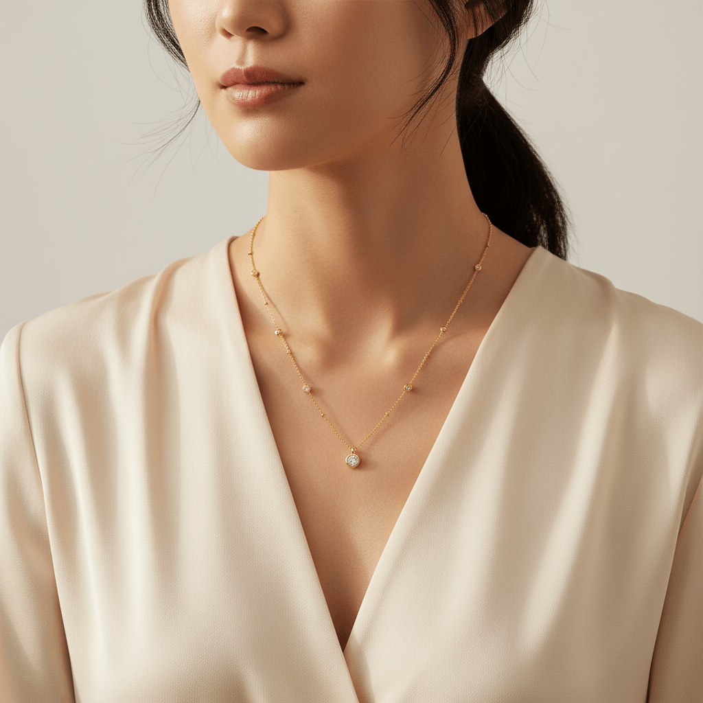 Diamond_Bezels_and_Beads_Necklace_On_Model_2